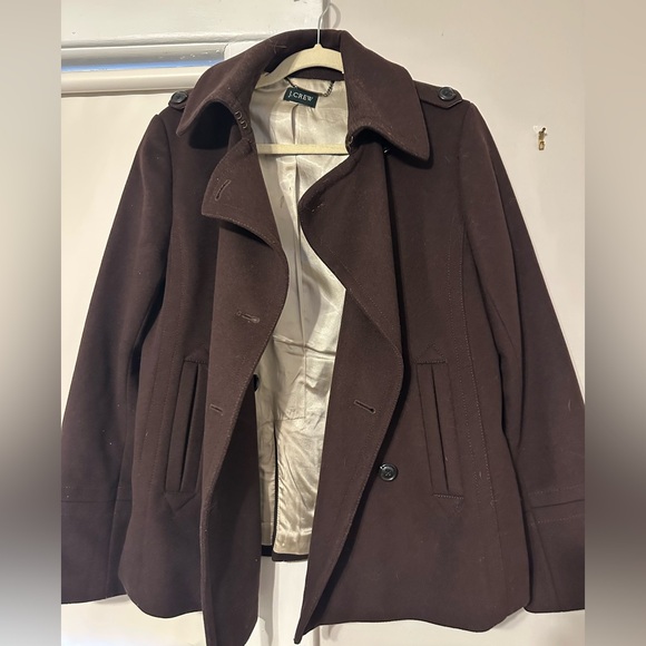 J. Crew Women’s Dark Brown Pea Coat - Picture 1 of 4